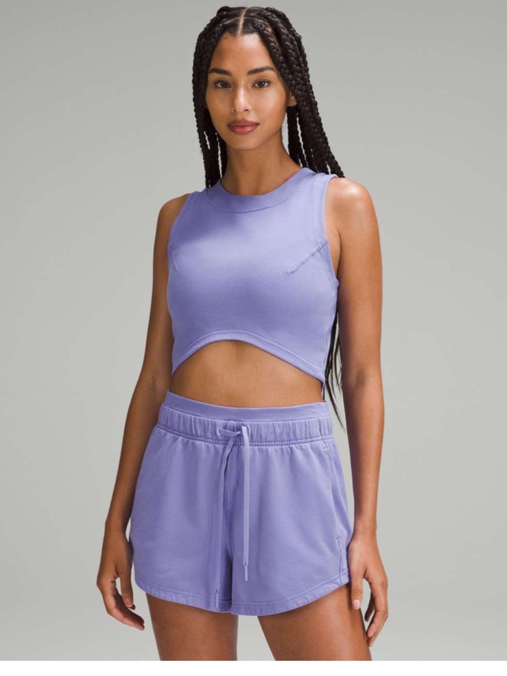 Set! Lululemon Heavyweight Cropped Tank Top Purple & matching Shorts Size 2 XS